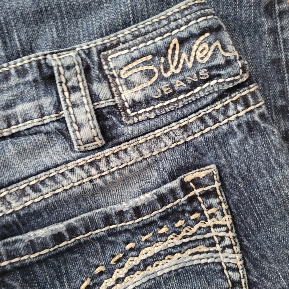 Silver Santorini Cropped Demin Jeans Ladies 31 - Picture 11 of 12